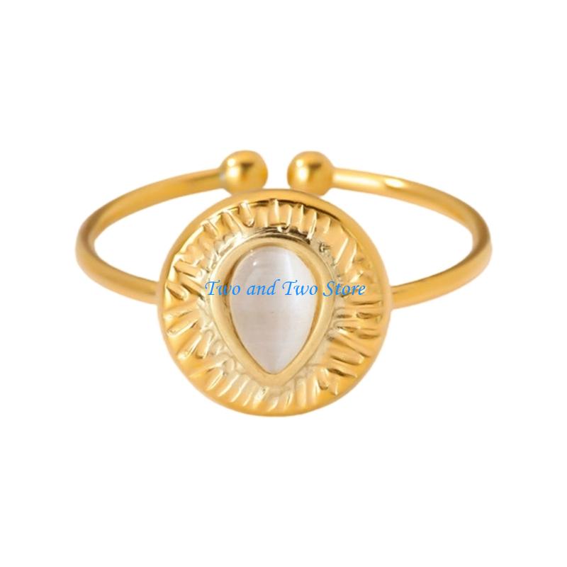 HX6F Versatile Open Ring Stainless Steel Adjustable Size Vintage Finger Adornment for Daily Wear and Special Event
