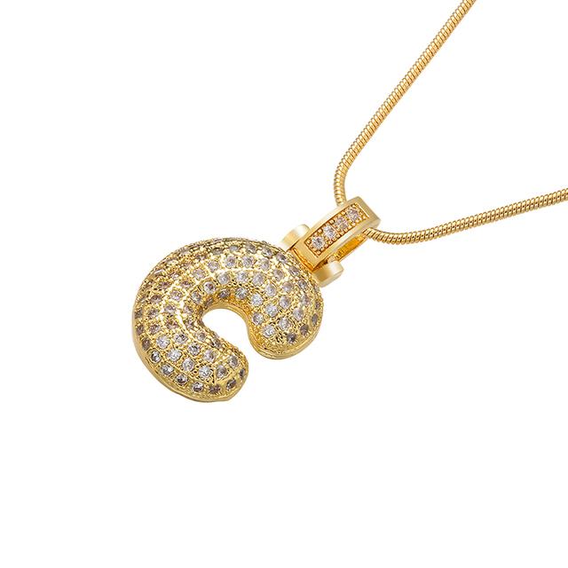 ZHUKOU high quality crystal brass gold letter necklace for ladies good friends couple birthday gift model: VL34