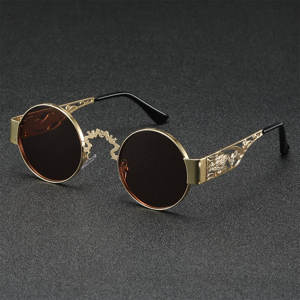 1PC Round Frame Glasses Vintage Punk Sunglasses, Fashion Classic Multi-Purpose Unisex For Daily Casual Decoration Glasses, Suita