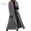 Manteau Féminin Femmes Manteau d'Hiver Point Ouvert Col Revers Manches Longues Vêtement d'Extérieur Coupe-vent Cardigan Lâche Longueur Mollet Laine Extérieur