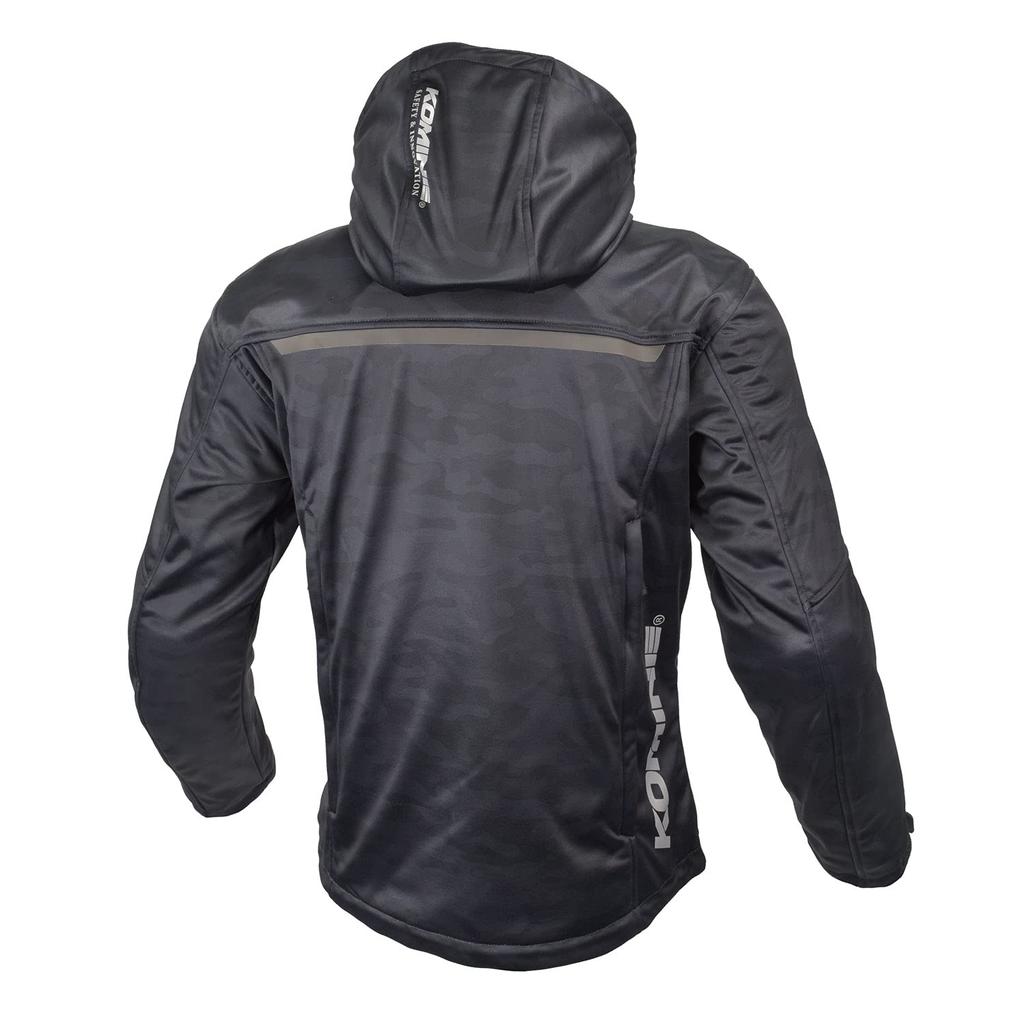Motocyklová bunda, ochranná softshellová parka 1288, pro všechna roční období, chránič, standard CE, úroveň 2, standard CE, větruodolnost, KOMINE, černá, Ca XL
