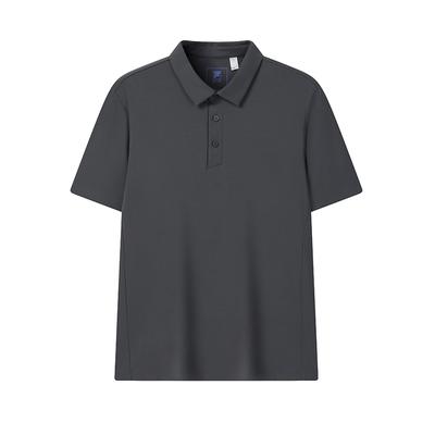 Blue Fashion Classic Simple Business Casual Versatile Comfortable Short Sleeve Polo Shirt Men Tops Deep-Charcoal-Gray F11M612107FCC