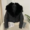 Womens Short Warm Puffer Coat With Real Fox Fur Collar Lightweight Down Jacket Winter Urban Commute
