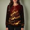 Women's Casual Long-sleeved Single-breasted Christmas Printed Protective Clothing Cardigan Top