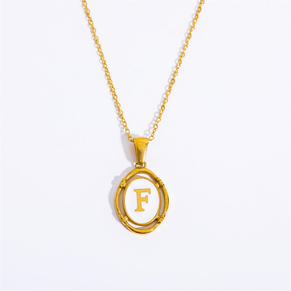 Color Retention 26 Letter Pendant Oval Necklace Necklace 26 Letter Electroplated Real Gold