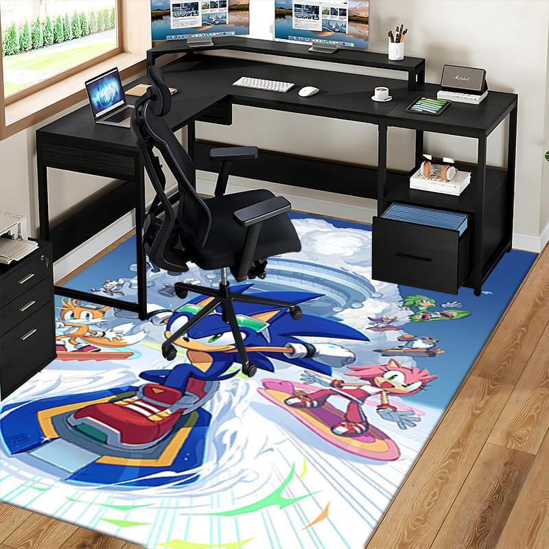 1pc Sonic the Hedgehog Chair Mat - Anime Cartoon Design, Non-Slip Carpet for Office and Home Decor, Suitable for All Seasons.O081