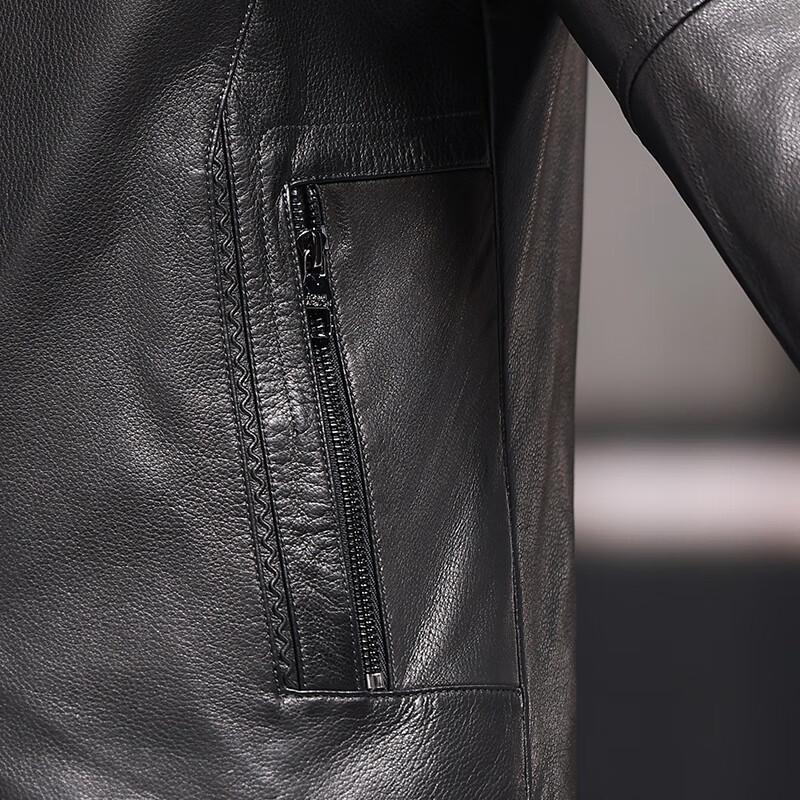 KAISER Men's Goatskin Leather Jacket with Mink Fur Collar