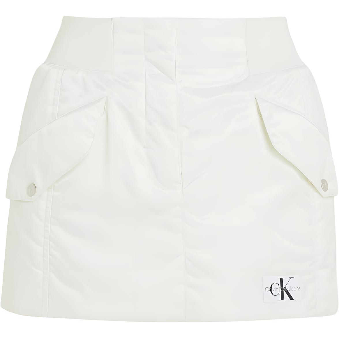 Calvin Klein Мягкий Сатиновый Ребристый Вязаный Повседневный Юбка на Молнии Женские юбки Светло-Желтый J20J223317-CGA S white
