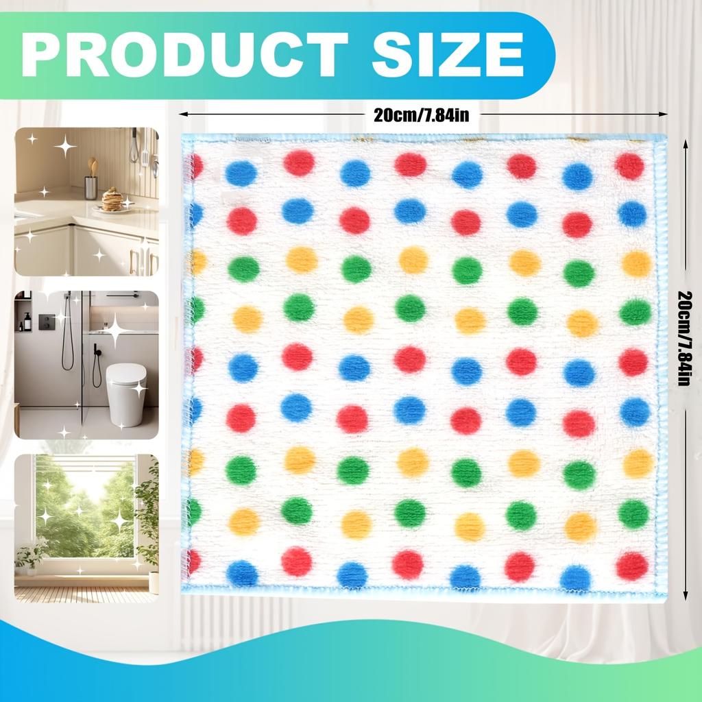 8pcs Streak-Free Cleaning Cloths, Super Absorbent & Quick-Dry Reusable Towels for Kitchen, No Lint Non-Scratch,Polka Dot Pattern