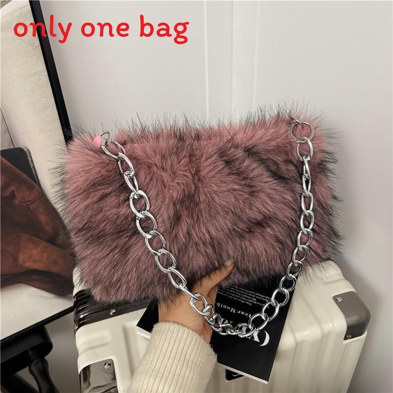 Female Plush Tote Bag With Zipper Closure For Daily Fashion
