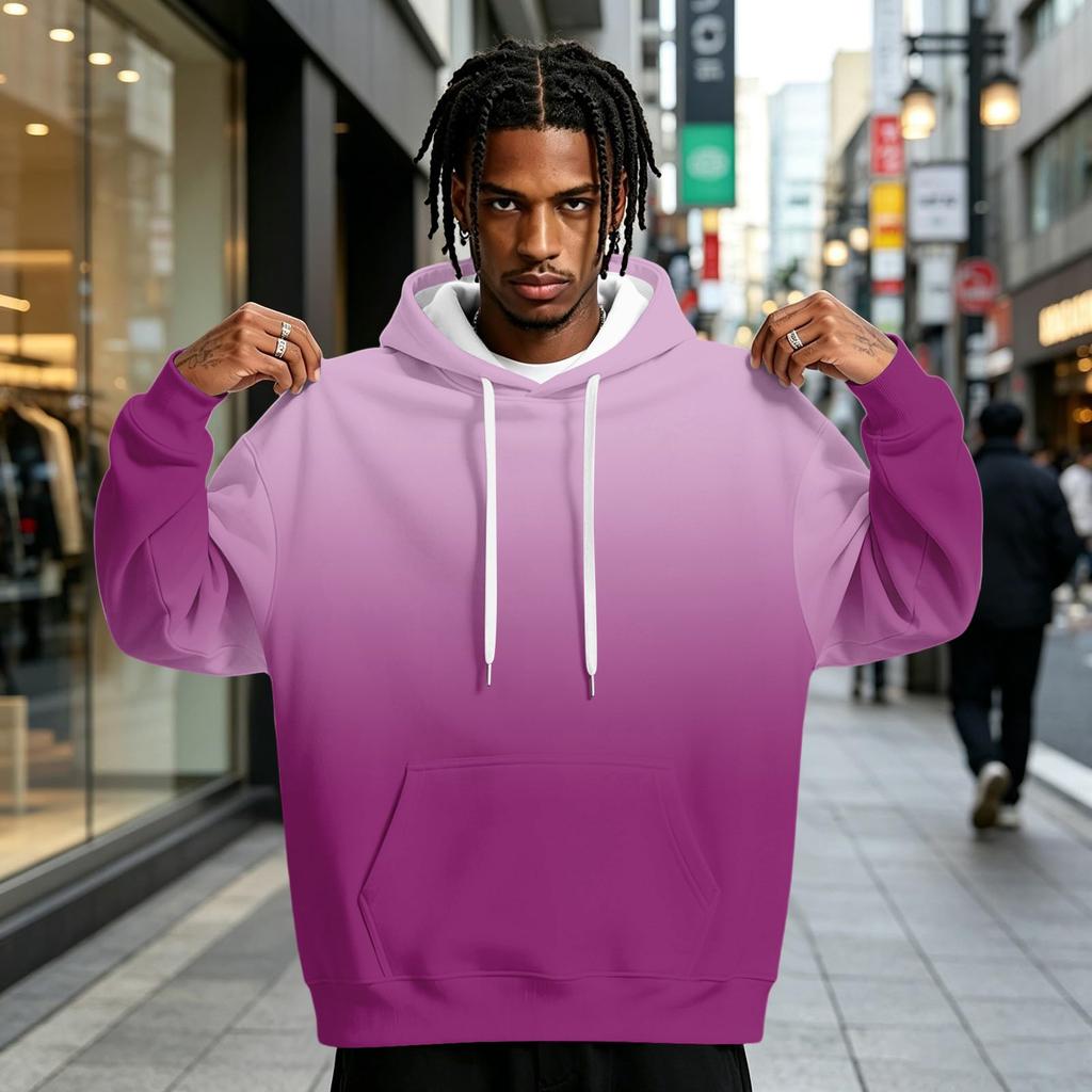 Men's Gradient Print Hoodie with Pocket, Casual Athletic Sweatshirt