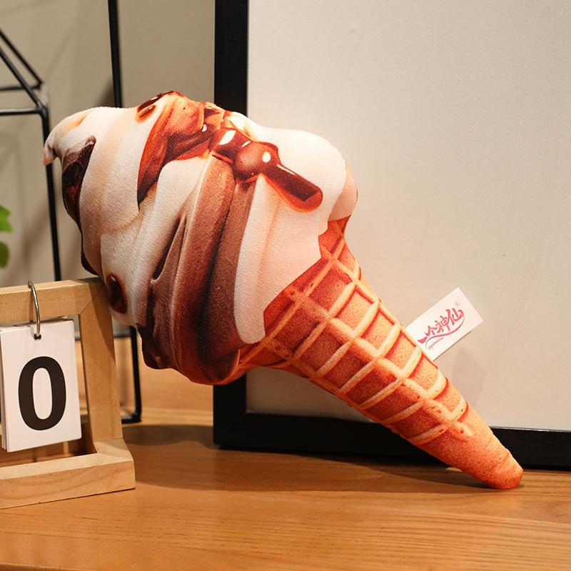 Cartoon Simulation Strawberry Matcha Ice Cream Pillow Doll Plush Toy Cone Ice Cream Doll Gift