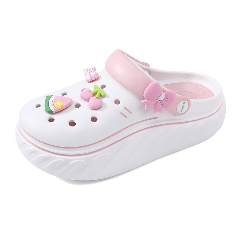 Summer New Women's Outer Hole Shoes Fashionable Versatile Thick-soled Non-slip Cool Slippers Eva Round Head