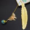 Bookmark Vintage Metal Feather Bookmark Realistic 3D Butterfly Pendant Dried Flower Book Lovers Teachers Gift Book Accessories with Gift Box