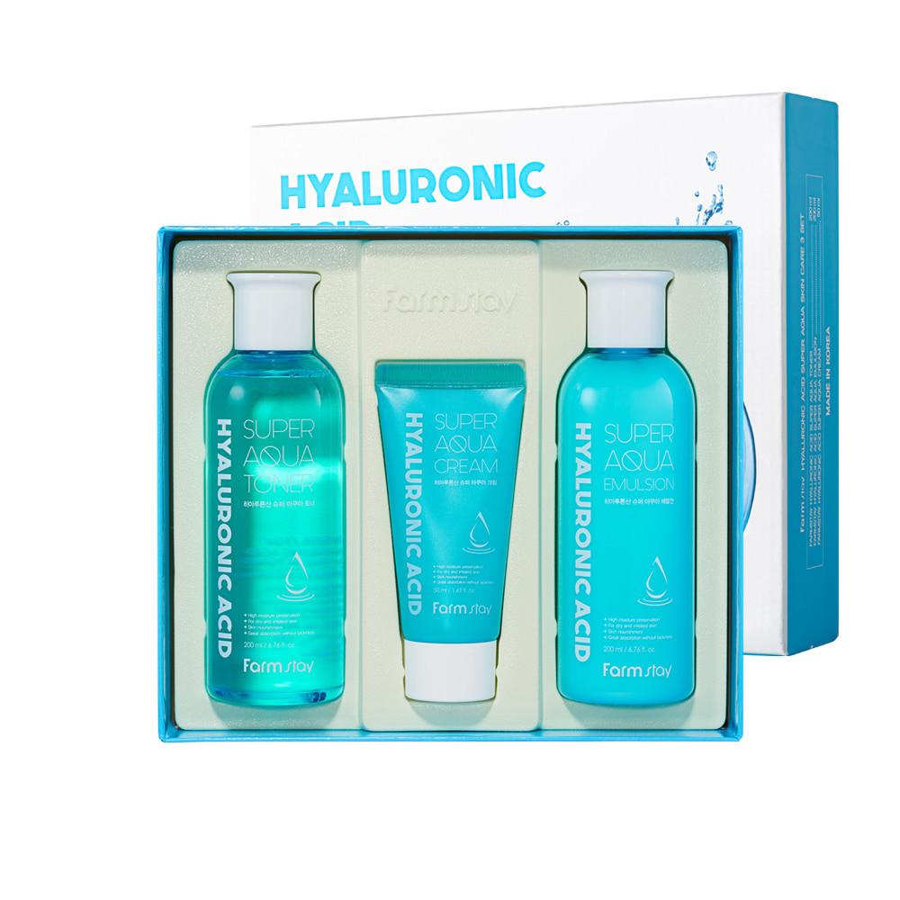 [Gift Set] FARMSTAY HYALURONIC ACID SUPER AQUA SKIN CARE 3SET