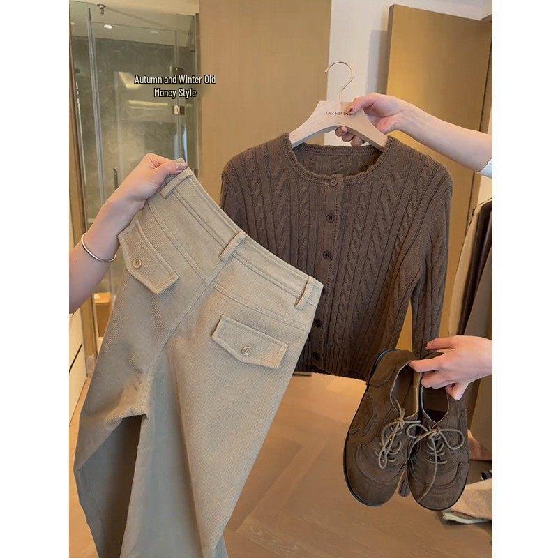 2026 Autumn/Winter Fashionable Women s Versatile Knit Cardigan & Pants Two-Piece Set XXL