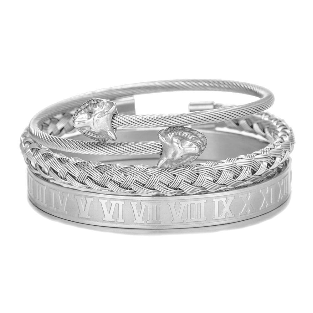Geometrisches Offenes Armreif aus Titanstahl für Herren und Damen Trendiger Schmuck Geschenk für Reisen