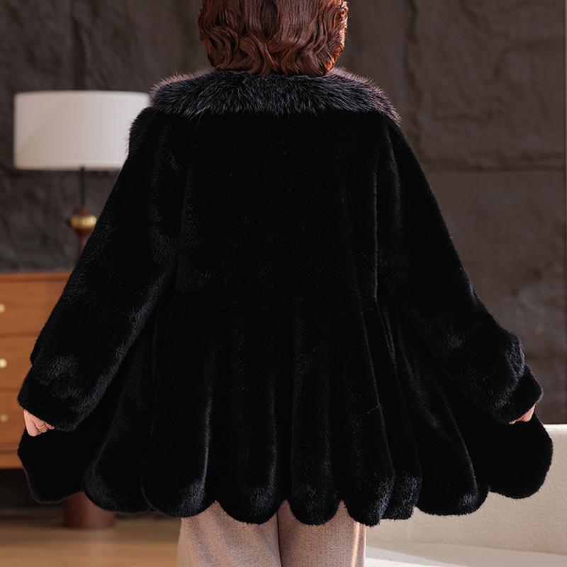 Luxurious Winter Faux Fur Coat for Women Thick Warm Outerwears Elegant Middle-aged Woman Fur Jacket