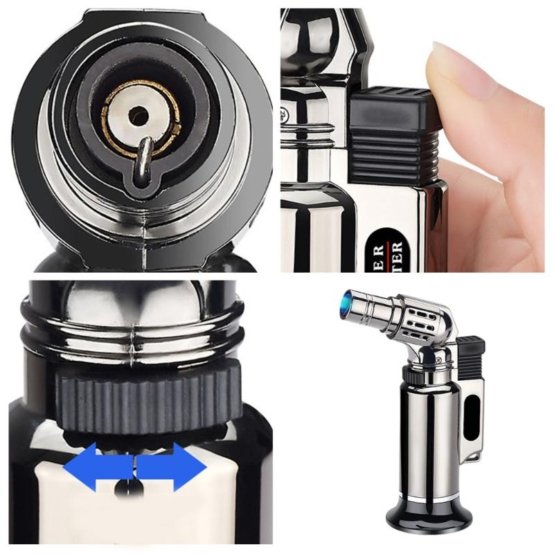 Adjustable Flame Refillable Lighter With Safety Lock And Metal Design For Craft Project Hiking Camping Ignition Gear