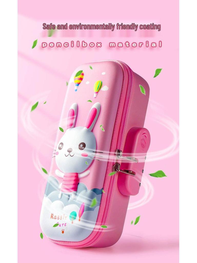 Piórnik 3D z zamkiem na hasło o dużej pojemności dla szkoły podstawowej i przedszkola - Uroczy, kreatywny, wielowarstwowy design