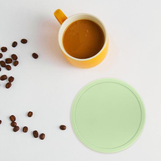 2Pcs 10CM Silicone Coaster Heat-resistant Non-slip Raised Edge Spill-proof Countertop Round Drink Coffee Tea Cup Holder Kitchen Supplies