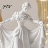Soft Lines Ballerina Art 3D Printed Dancer Figurine, Elegant Dance Girl Statue with Flowing Dress, Aesthetic PLA Home Decor Sculpture for Decor,