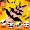 NEBURORA 36 Pcs Halloween Bats Wall Decor Realistic PVC Black 3D Scary Bat Sticker 4 Different Sizes Spooky Wall Decal for Home Kitchen Bathroom