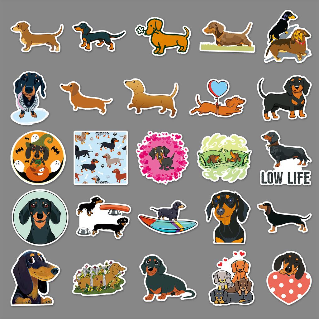 50 Dachshund Dog Dog Cartoon Cute Animal Children's DIY Skateboard Mobile Phone Case Suitcase Stickers