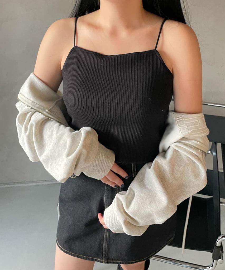 WEGO Nachyu Solid Korean Adult Size Black Women's Camisole, Cup-in Cami, Color, Simple, Casual, Style, Clothing, Gift, Spring/Summer, Autumn/Winter,