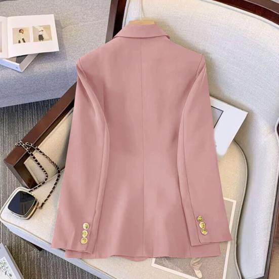 Dámské sako OL styl dojíždění volné jednobarevné dvouřadé dlouhé rukávy klopa zářez límec kapsy formální business kabát