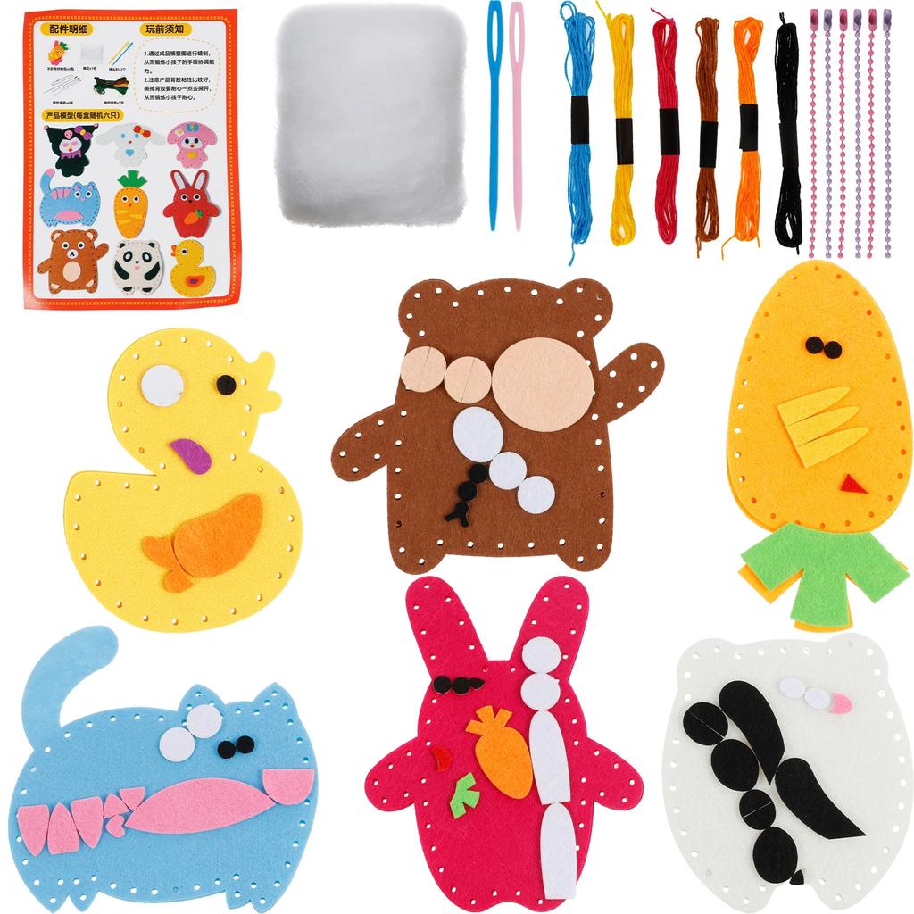 Kids Sewing Kit Fun and Educational Beginner Sewing Kit Creative Felt Sewing Kit Portable DIY Felt Sewing Craft Kit for Family