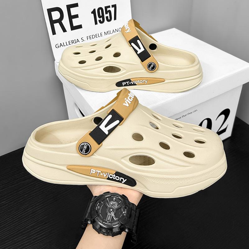 Hole shoes men's summer wear sandals wear-resistant garden shoes breathable bread head sports casual slippers men