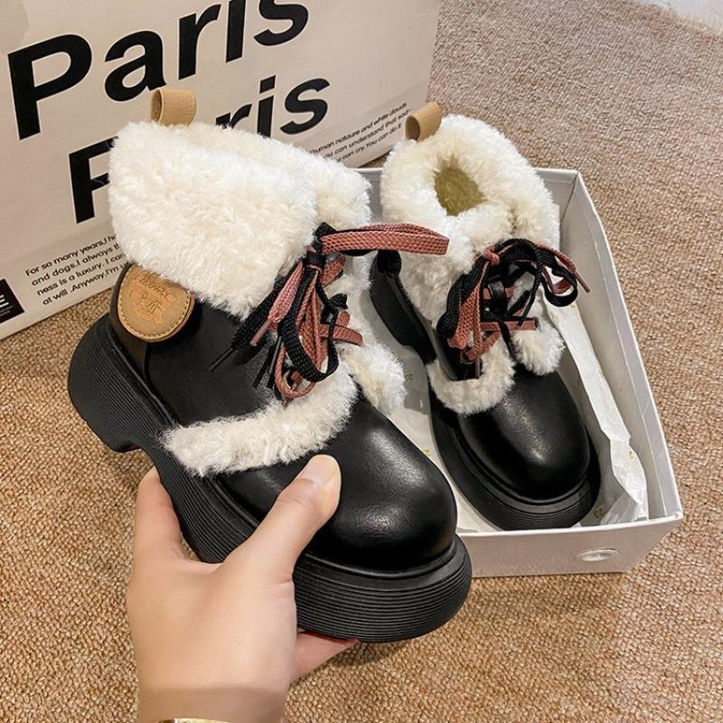 fashion Women Boots Outdoor Warm Casual Women Ankle Boots 2024 Winter Fashion Shoes Women Platforms Lace Up Snow Boots Ladies Booties