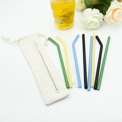 3 Pezzi Cannucce Riutilizzabili in Vetro Colorate Ecologiche in Borosilicato Alto Per Frullati Bevande Accessorio da Bar Con Spazzolino per la Pulizia