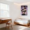 Sexy Woman with High Ponytail Tin Sign, Futuristic Machine Gun, Vintage Border Metal Poster for Bar Home Cafe Wall Decor