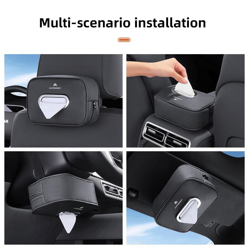 MVDC1 Microfiber Leather Car Tissue Box Cover Tissue Holder For Citroen C4 C3 C5 C5X e-C4 X e-C3 C-Elysee Berlingo C1 C6 C2 C-Crosser