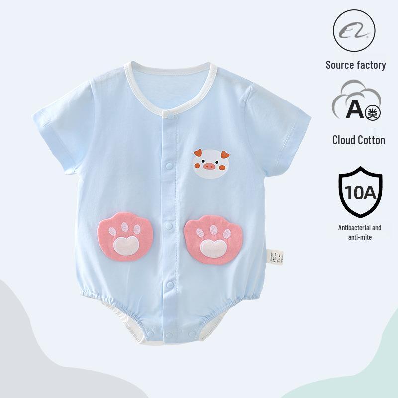 Summer Cotton Baby Romper - Short Sleeve One-Piece for Boys & Girls