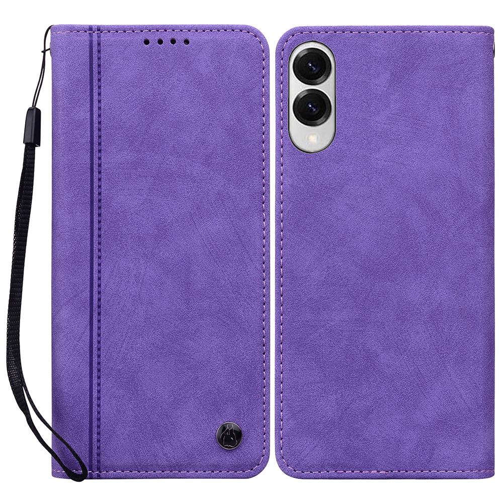 For Samsung Galaxy S25 Edge Case Lines Pattern Wallet Leather Phone Cover with Strap