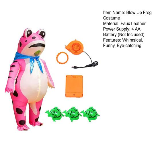 Inflatable Frog Costume for Adults Kids Funny Blow Up Frog Costume with Air Pump Frog Onesie Suit for Halloween Party