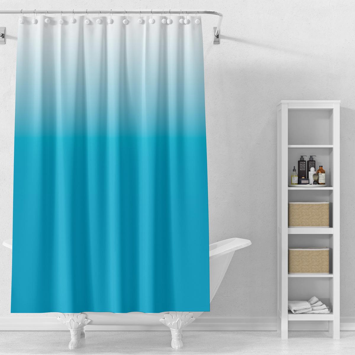 

PEVA Gradient Shower Curtain Waterproof, Mildew-Proof And Moisture-Proof Bathroom Partition Curtain Bathroom Shower Curtain 180*180cm небесно-голубой