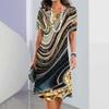 2026 Summer New Style Women's Short-sleeved 3d Graphic Printed Dress Elegant and Fashionable Round Neck Loose Dress