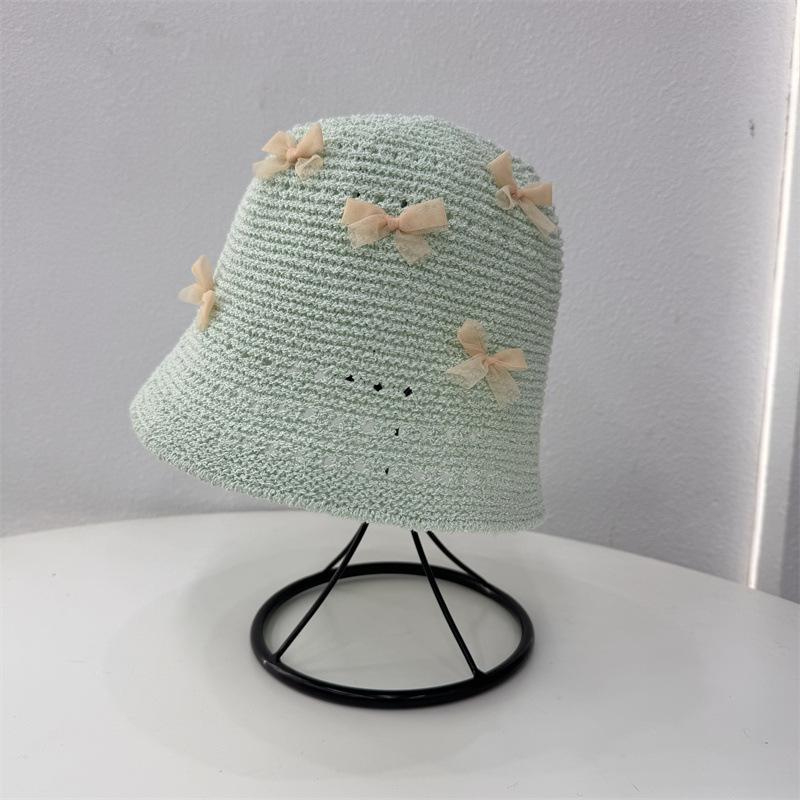 Style Hat Versatile Straw Woven Bow Hollow Womens Sunshade Hatscaps Fisherman