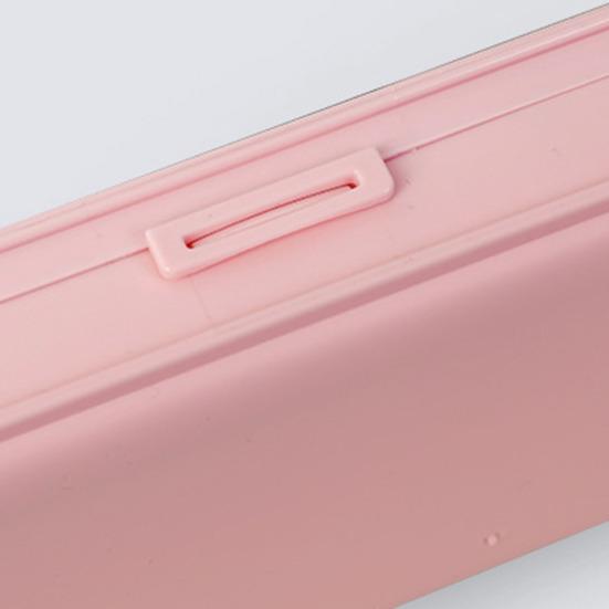 Boîte à fournitures de bureau portable, fine et de grande capacité, couleur macaron, avec compartiments de rangement et coque antichoc. Organisateur de stylos de bureau.