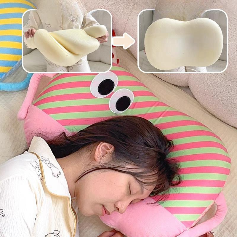 32cm Dopamine Stripe Plush Soft Pillow Cute Wear Hat Doll Warm Cushion Home Decoration Kids Toys Birthday Gift