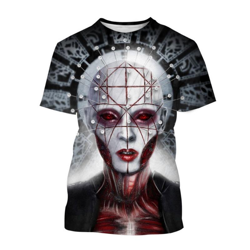 Summer fashion trend creative 3D printing printed horror movie hip-hop casual comfortable printed short sleeved shirt