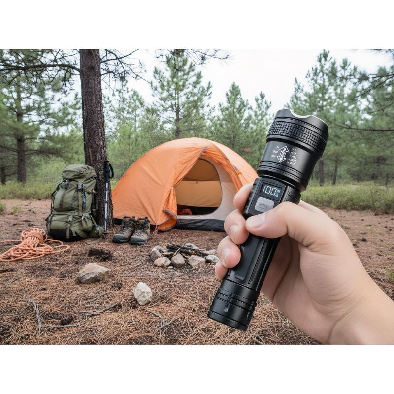 Ultra-High Power Flashlight Digital Electronic Display Waterproof Torch Zoom Hand Light Outdoor Camping Lantern