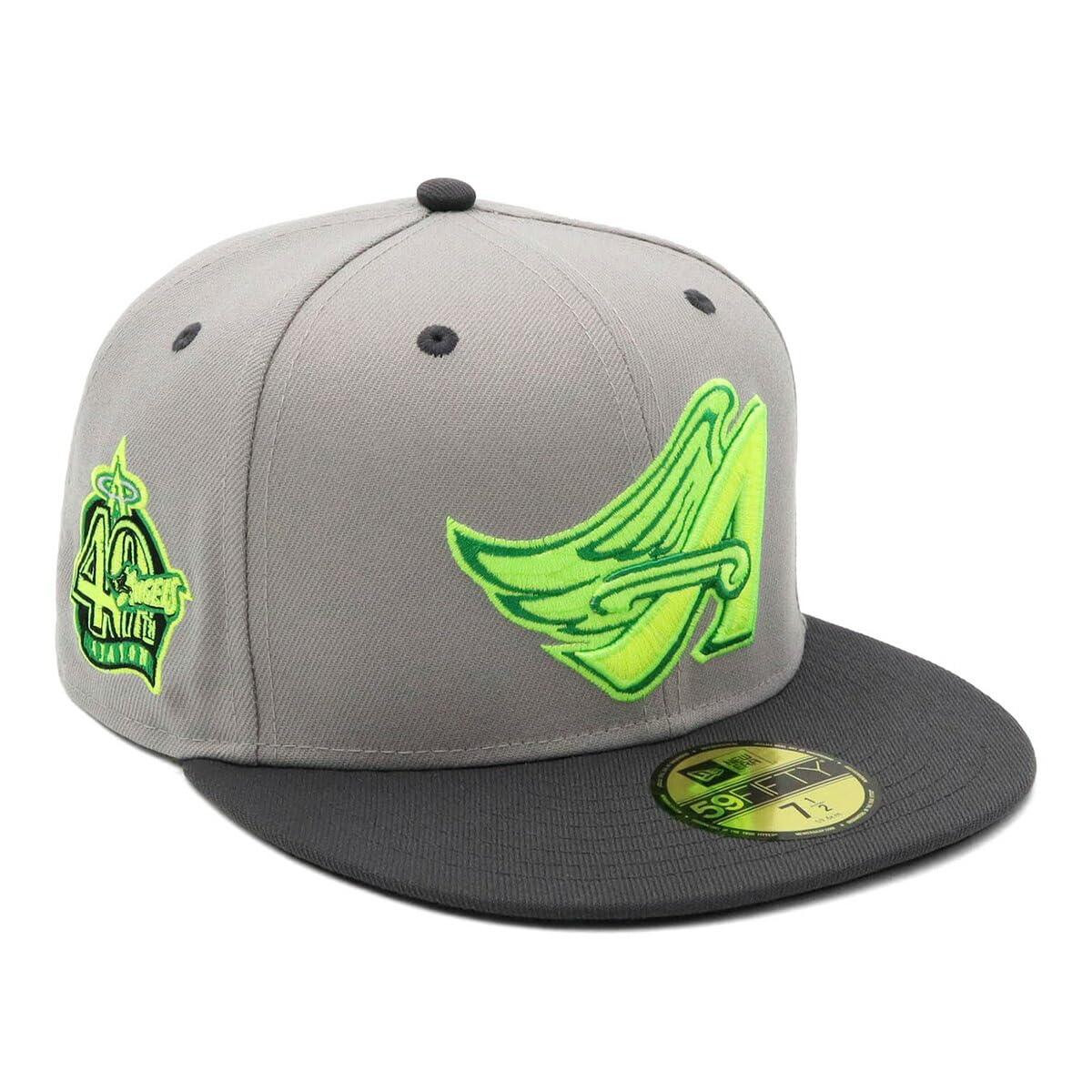 

New Era 59FIFTY Cap MLB Los Angeles Angels LAA Gray Side Patch ONSPOTZ Exclusive and Side Straight Flat Deep UV Trendy Functional Hat (70822530