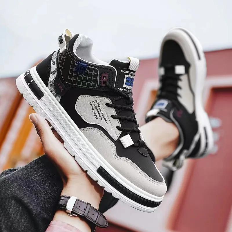 Fashion Men's Platform Shoes Lace-up Mens Vulcanized Shoes Comfortable Autumn Ankle Boots Casual Sports Board Shoes Zapatos Para Hombres