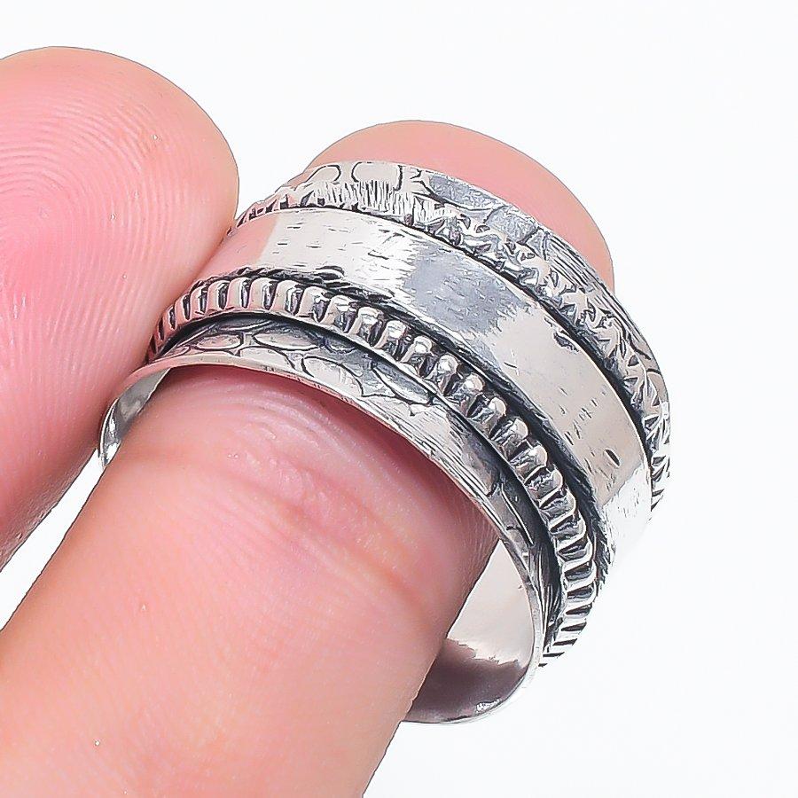 Natural Meditation Spinner 925 Sterling Silver Jewelry Ring Size 9.5 K5t52