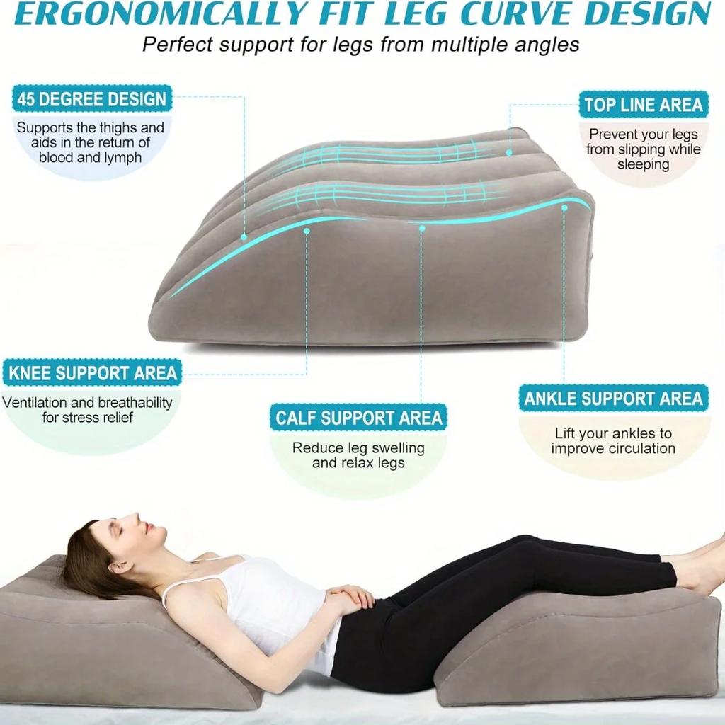 [Ergonomic Leg Pillow] Soft Polyvinyl Chloride Cushion for Hip, Foot, leg - Adjustable Height Settings for Swelling, Circulation
